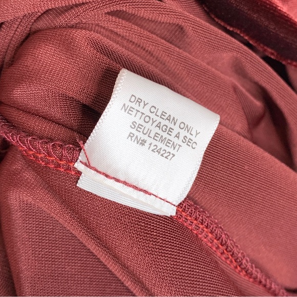 MISA Lorena Velvet Mini Dress (Sz L) V-Neck Long Sleeve Tassels Wine - Picture 11 of 11